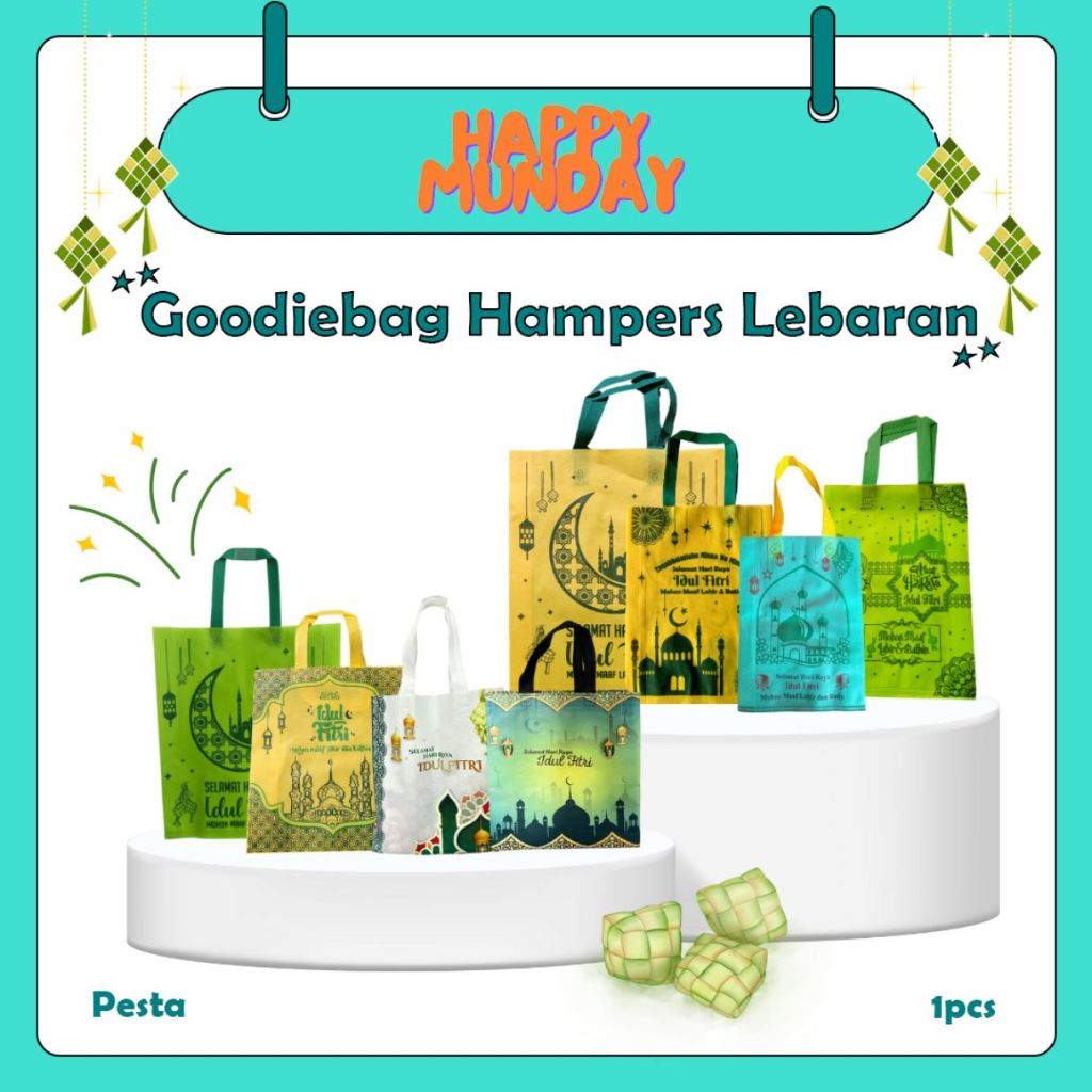 

12pc Tas Hampers Idul Fitri / Tas Goodie Bag Hampers Bahan Spunbond