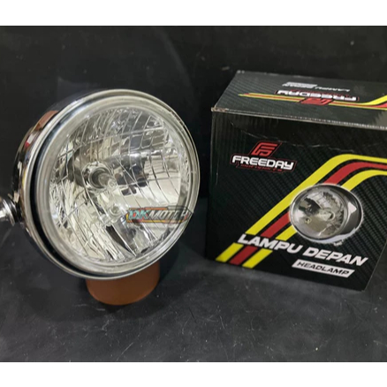 LAMPU DEPAN NINJA SS - HEADLAMP NINJA SS BULAT CHROME KW SUPER KOMPLIT BOLA LAMPU FITTING LAMPU