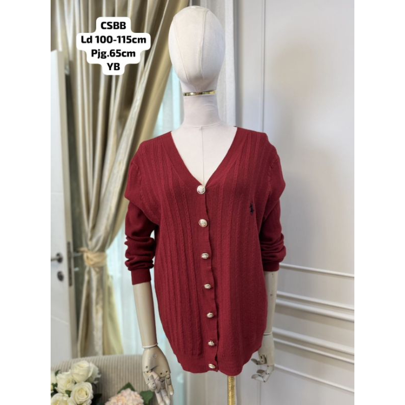 Cardigan kancing depan lengan panjang bahan rajut