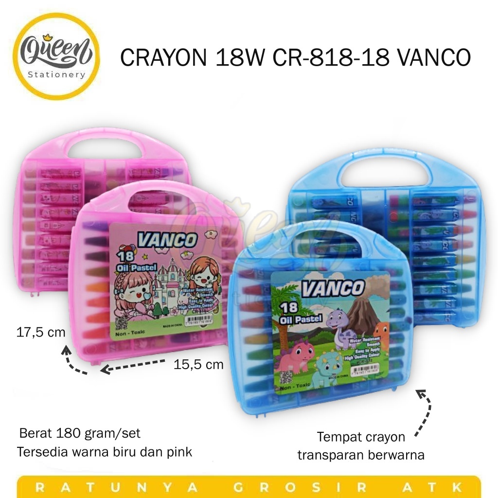 

1 SET CRAYON 18W CR-818-18 VANCO / ALAT MEWARNAI / KRAYON 18 WARNA