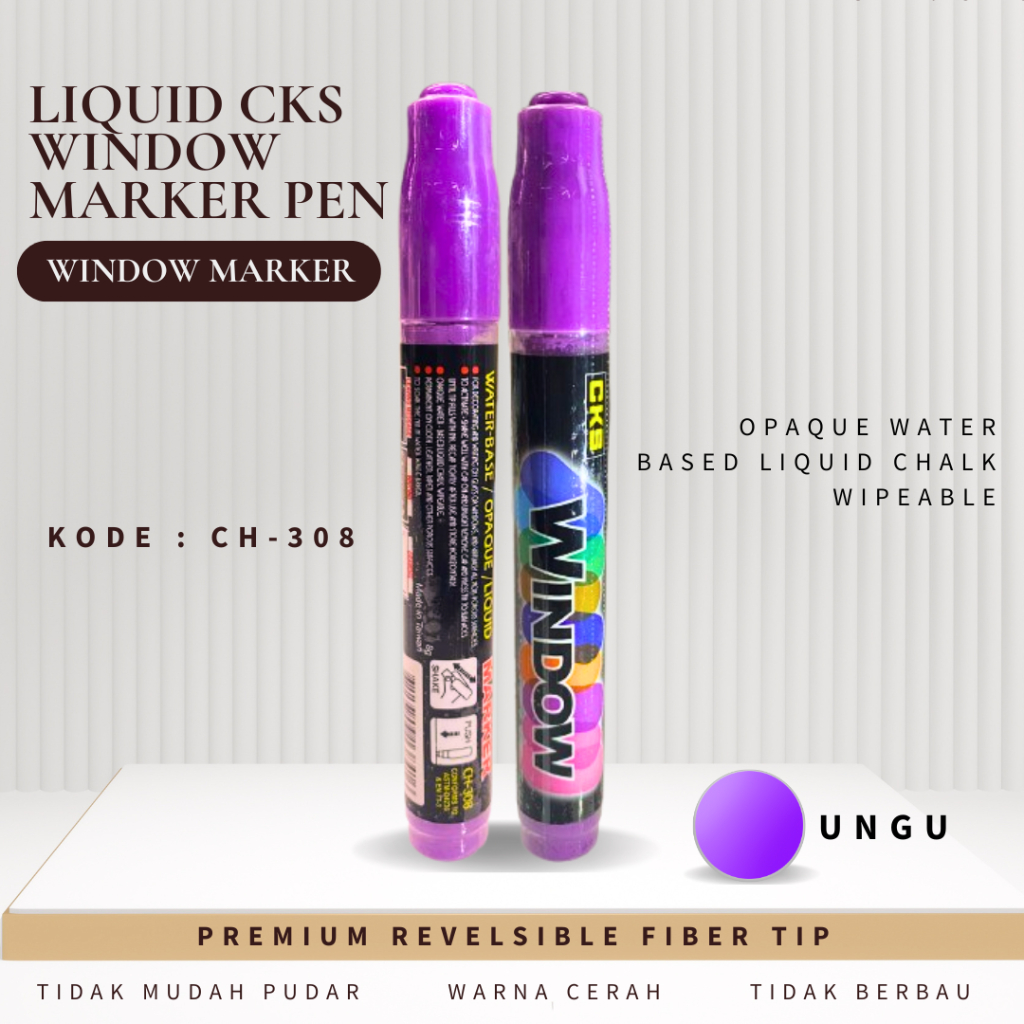 

CKS CH-308 UNGU SPIDOL KACA GLASSBOARD WINDOW MARKER PEN