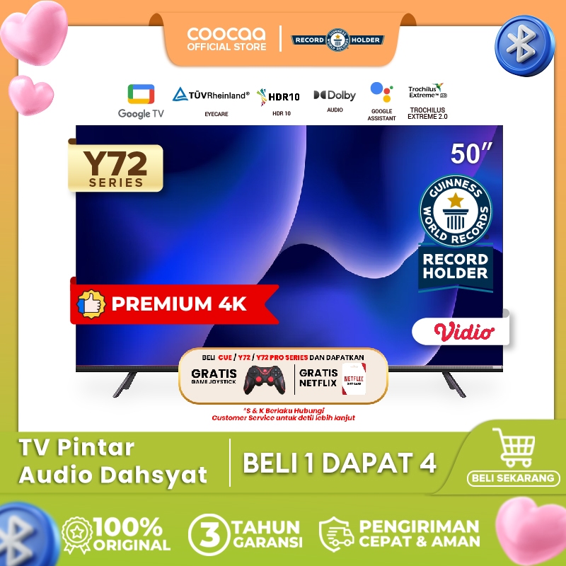 [Google TV]COOCAA 50 inch Smart TV - 4K - UHD - Netflix/Youtube - Google Assistant - Dolby Audio - L