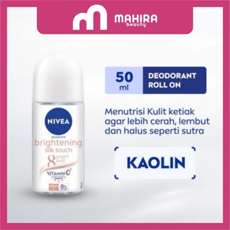 NIVEA Deodorant Roll On Brightening Silk Touch 50ml - Mencerahkan & kulit ketiak halus seperti sutra