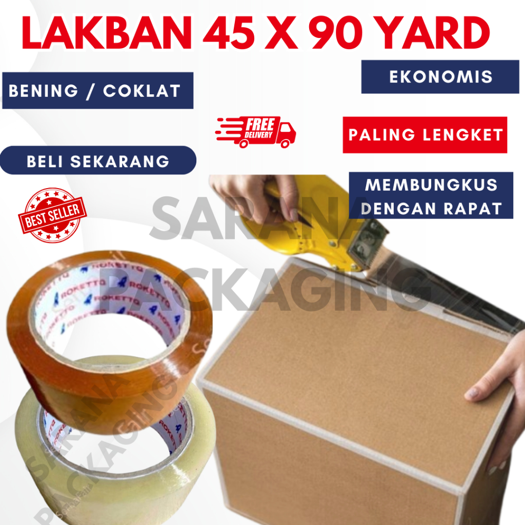 

Lakban Bening Coklat 2Inch (45mm) 90Yards 1 Karton 72 pcs Spec TOP TERMURAH Local Pride Lakban Packing Tape Super Lengket