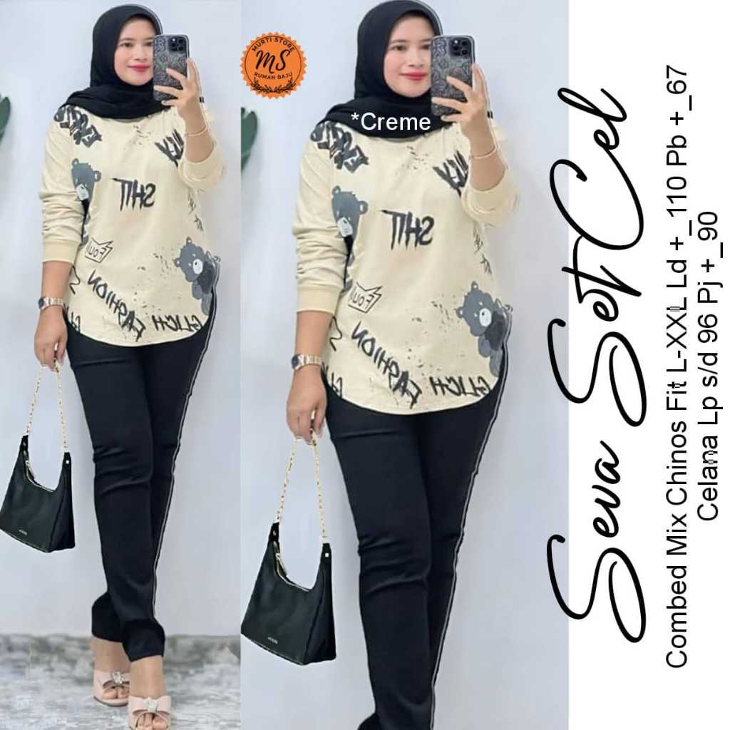 SETELAN KAOS WANITA LENGAN PANJANG MOTIF TERBARU PAKAIAN WANITA SETELAN CELANA PANJANG