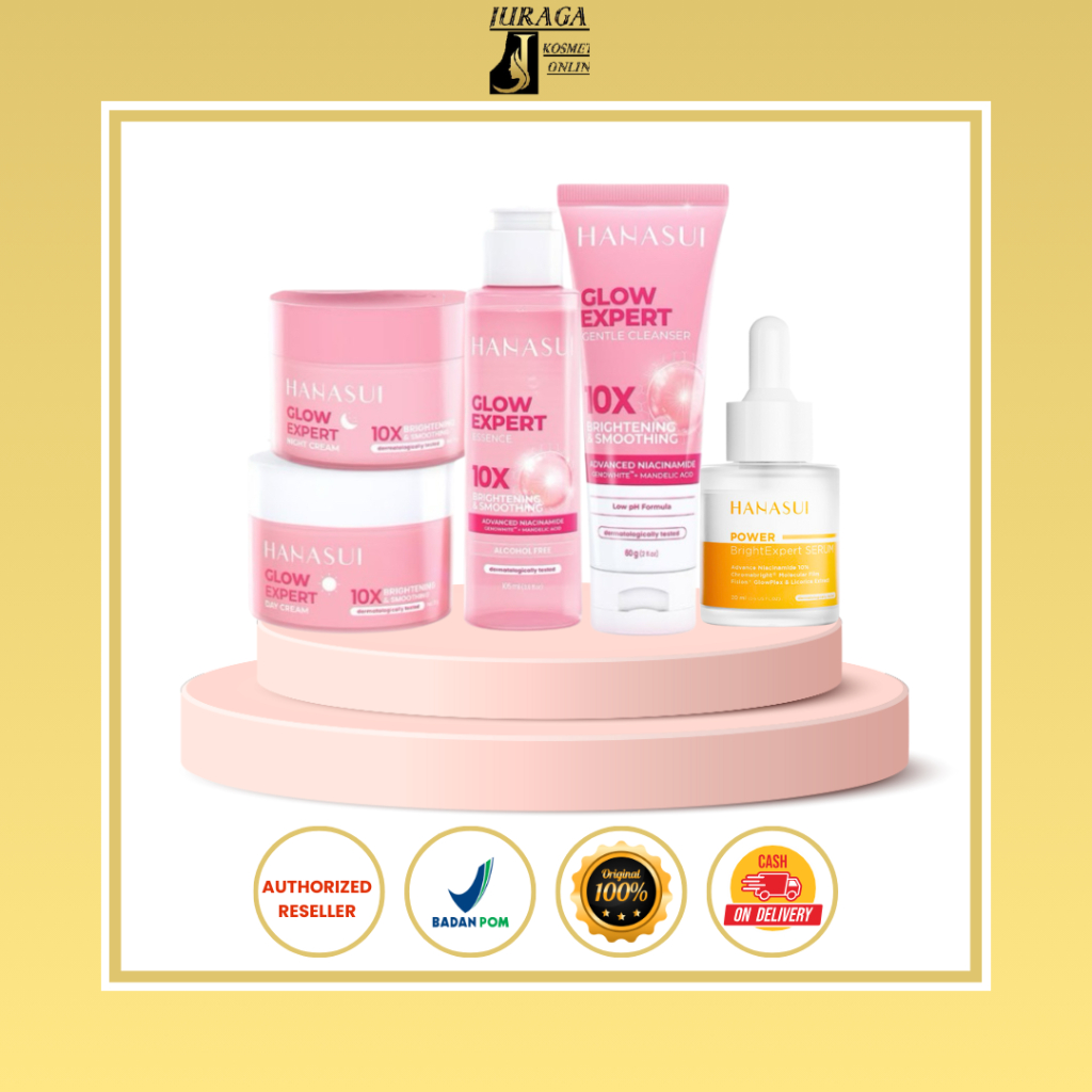 HANASUI Paket Glow Expert + Serum Bright Expert 10% Niacinamide (Satu Paket Isi 5)