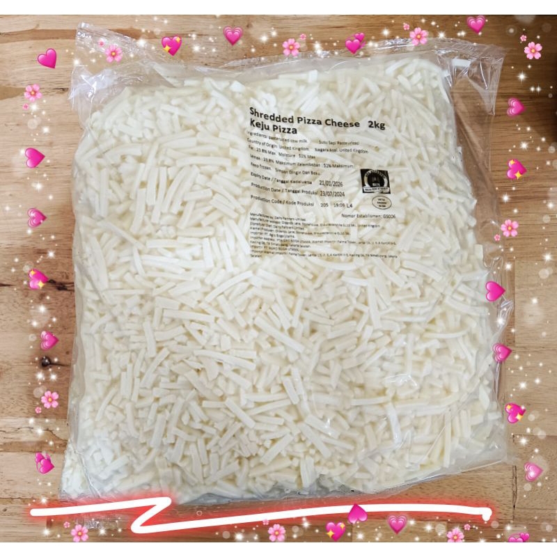 

MOZZARELLA PARUT 2kg / SHREDDED PIZZA CHEESE/KEJU KHUSUS PIZZA