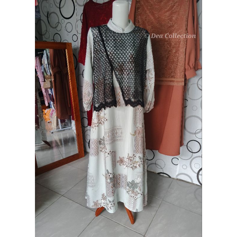 Gamis Brukat Bahan Wolfis Motif Bunga