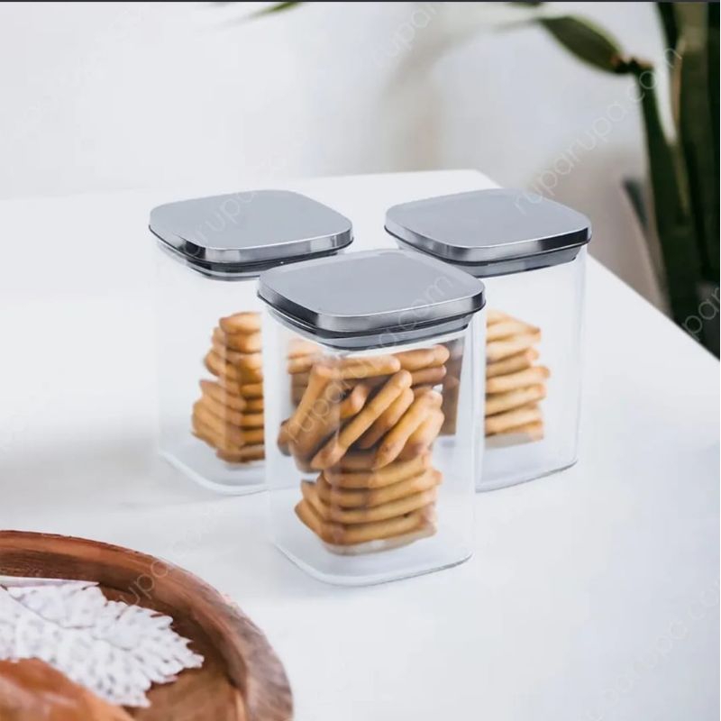 INFORMA JESS GLASS JAR SET OF 3// TOPLES KACA INFORMA// TOPLES KUE KACA