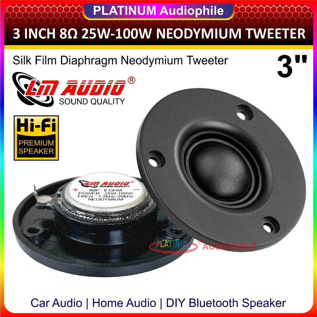 Tweeter 3 Inch 74mm 8 ohm 100W Silk Film Dome Neodymium Tweter Speaker LM-300R