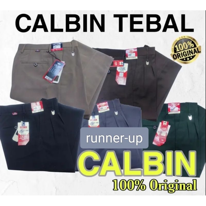 Celana Formal CALBIN 100% Original Bahan Dasar Kain Teflon Pola Standar Reguler Panjang Cowok Pria