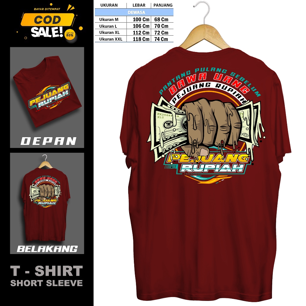Kaos Atasan PEJUANG RUPIAH Baju Tshirt Cowok Cewek Pria Wanita Dewasa Lengan Pendek Kaos Premium
