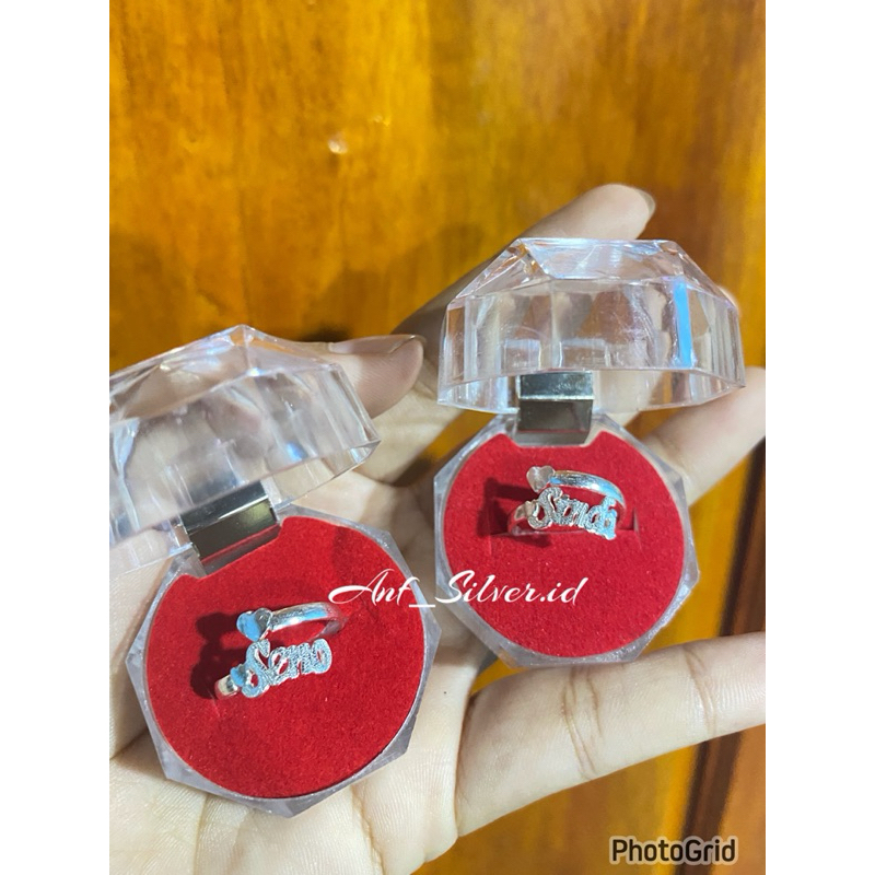 Cincin ukir nama perak