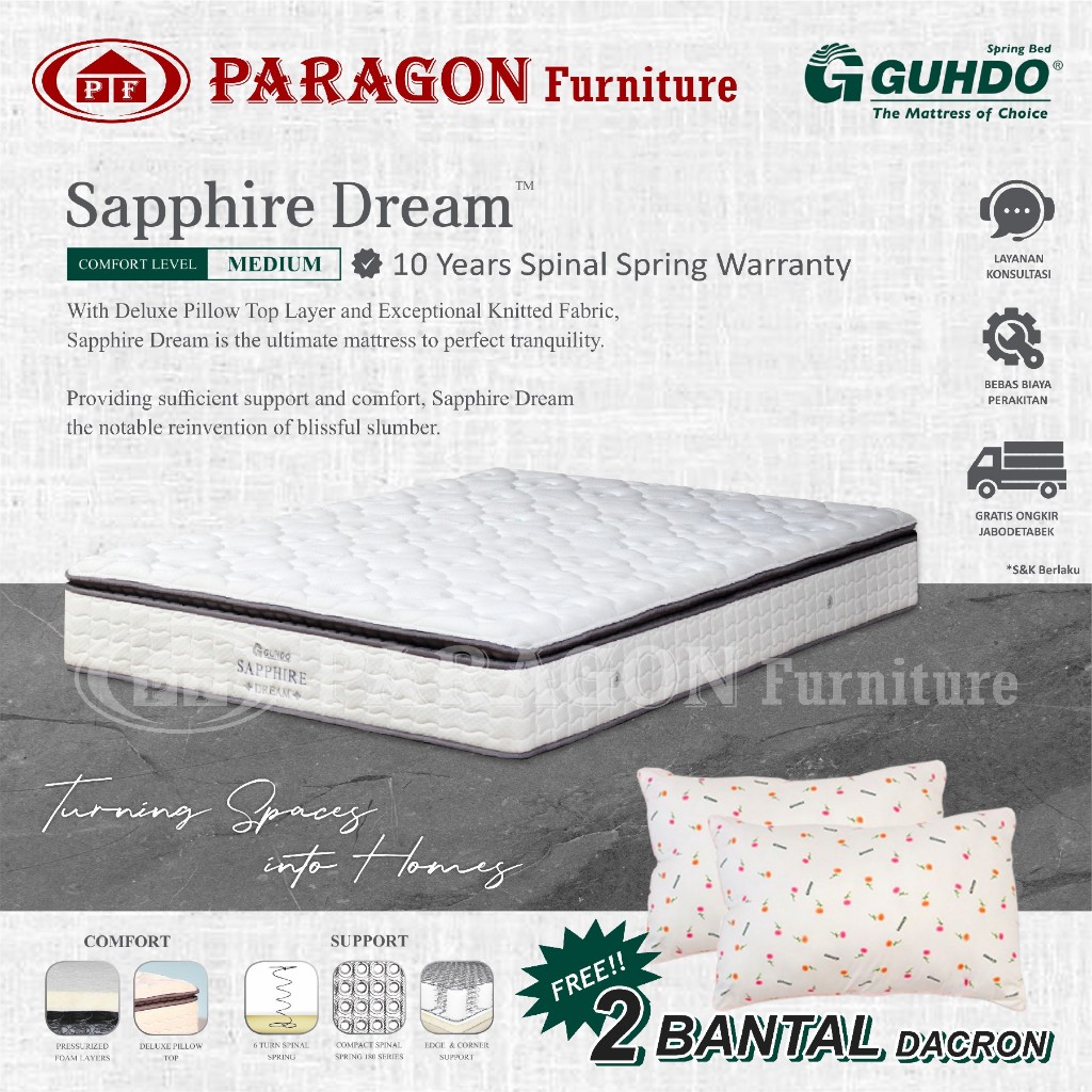 Kasur Sapphire P Top 200x200x27 - Spring bed Guhdo