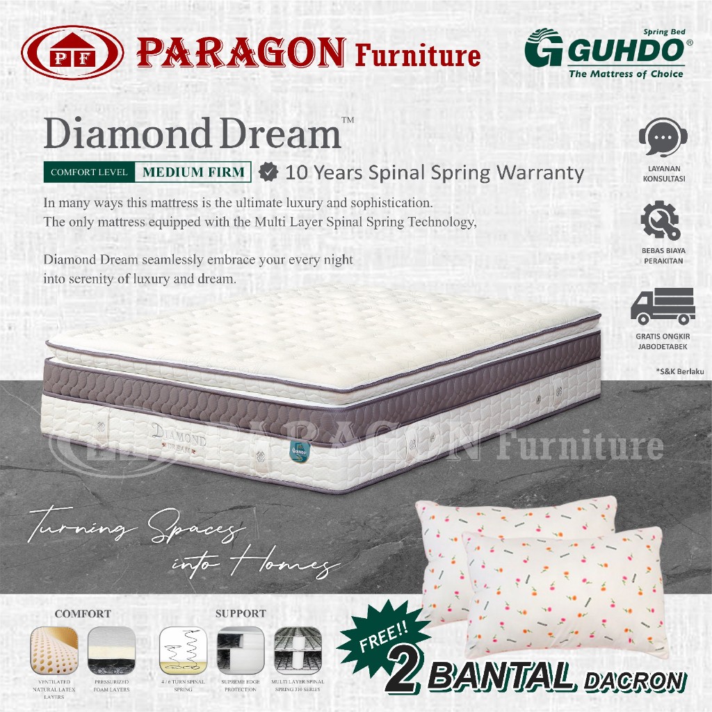 Kasur Diamond 200x200x40 latex spring - Spring bed Guhdo