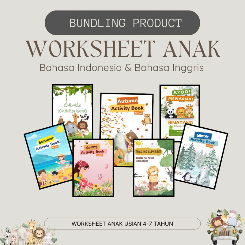 

WORKSHEET ANAK PAUD / TK / SD - worksheet anak usia 4 , 5, 6 ,7 tahun