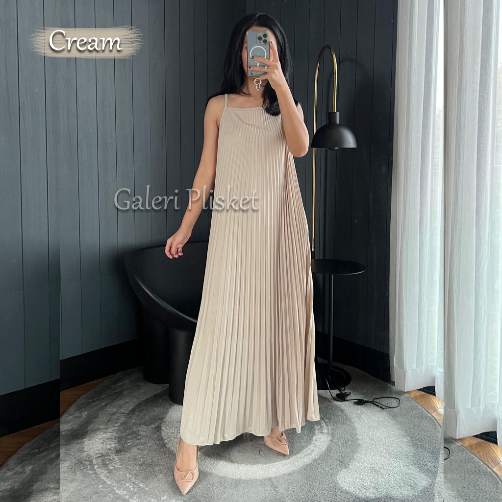 Inner plisket panjang tanpa lengan/gamis tangan buntung plisket hyget premium