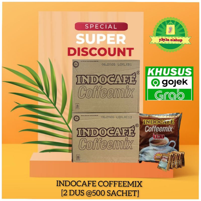 

[2 DUS X @500 SACHET] INDOCAFE COFFEEMIX 3in1 [KHUSUS GOJEK/GRAB]