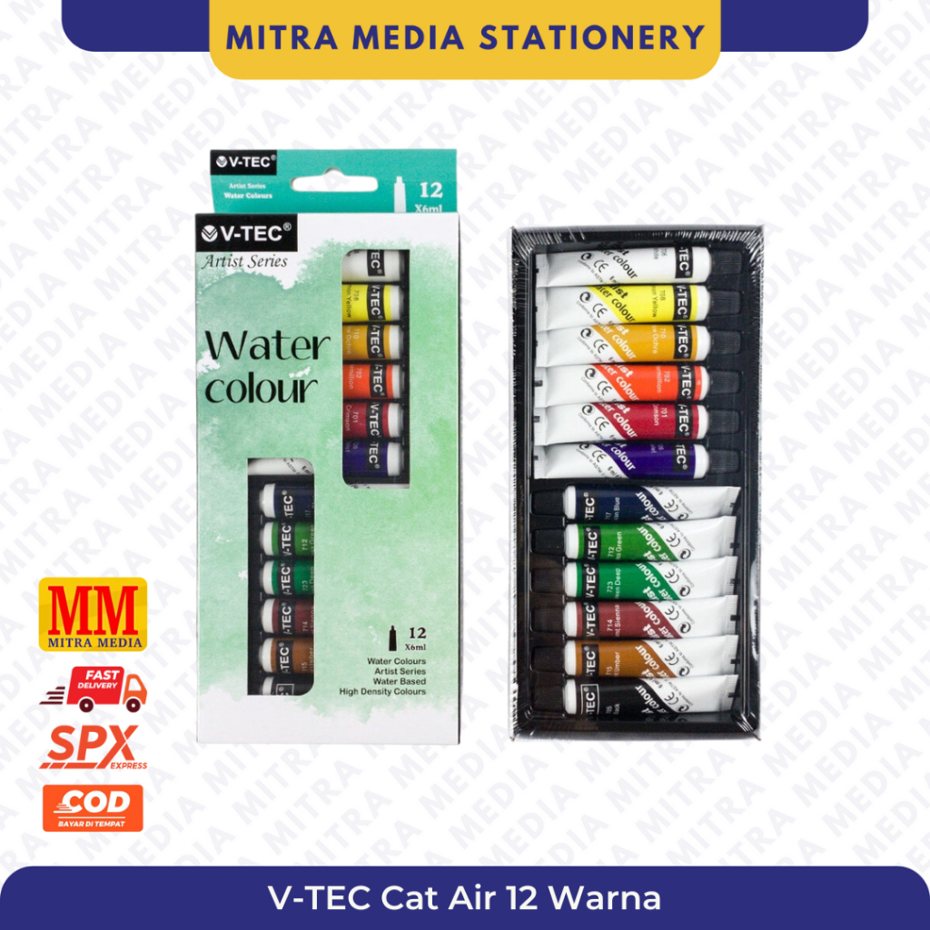 

V-TEC Cat Air 12 Warna Water Colours VT-1325/W