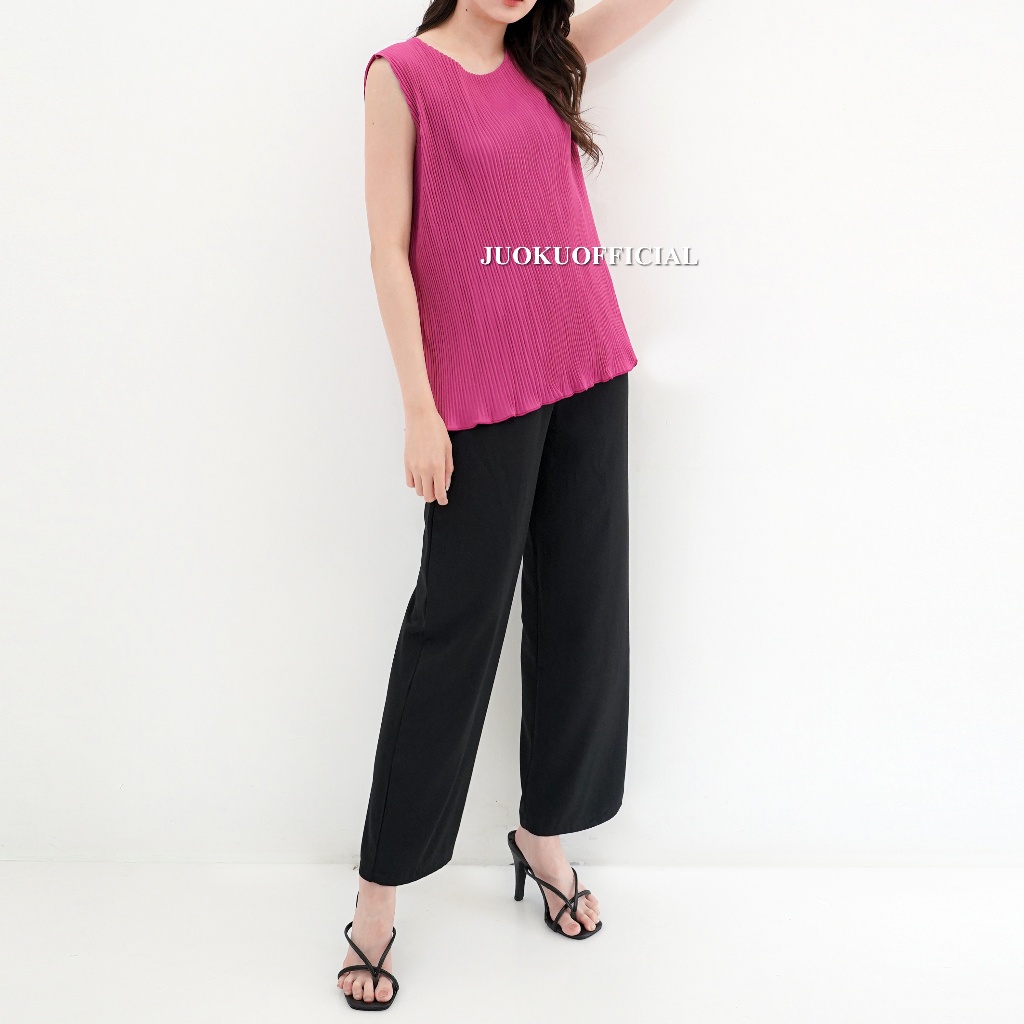 Atasan Plisket Lidi Wavy Tanpa Lengan / Baju Plisket / Tanktop Plisket / Pleated Top