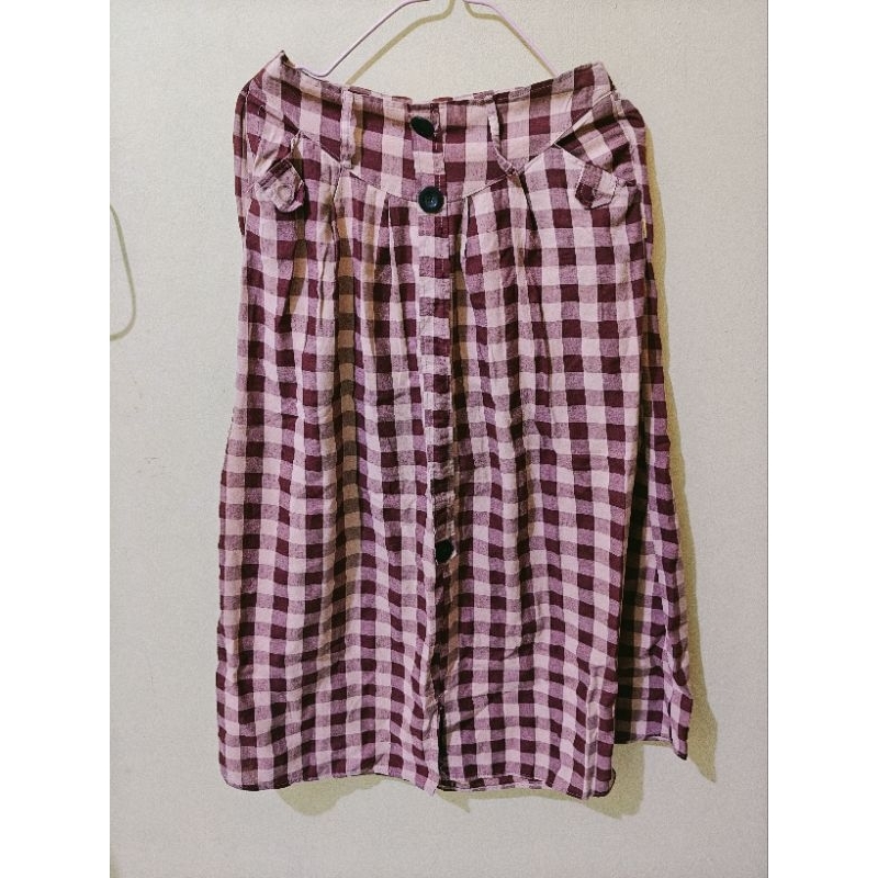 Preloved bawahan rok panjang kotak long skirt wanita