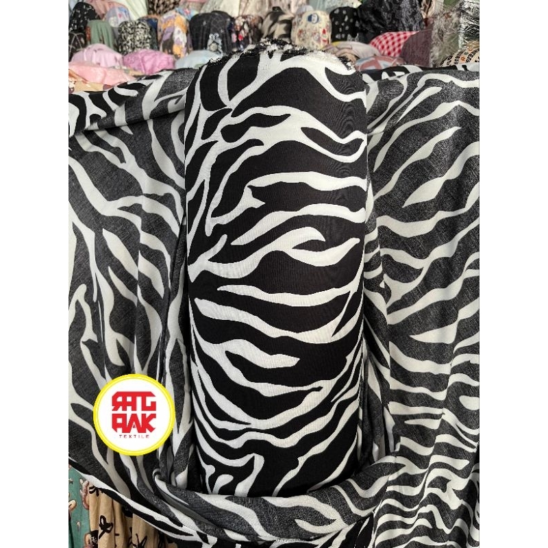 KAIN KATUN RAYON VISCOSE PREMIUM MOTIF ZEBRA TERBARU TERMURAH DI SHOPEE (LEBAR/BIDANG KAIN 150cm)