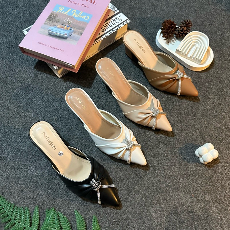 Nigel Yuli Sepatu Hak Tinggi Wanita 5cm Sol Karet Sandal Wanita Heel