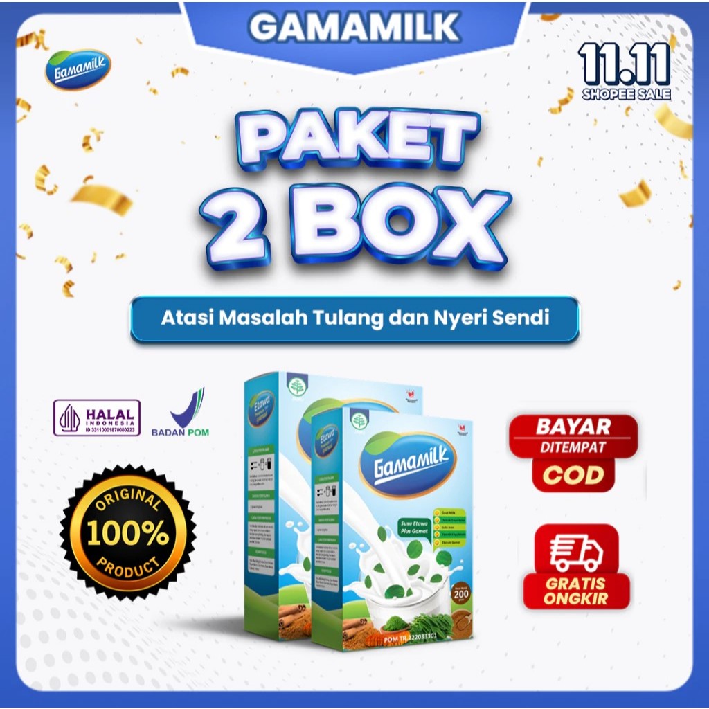 

(2 BOX) GAMAMILK Susu Etawa Paket Membantu Meredakan Rematik/Asam Urat/Nyeri Sendi & Tulang