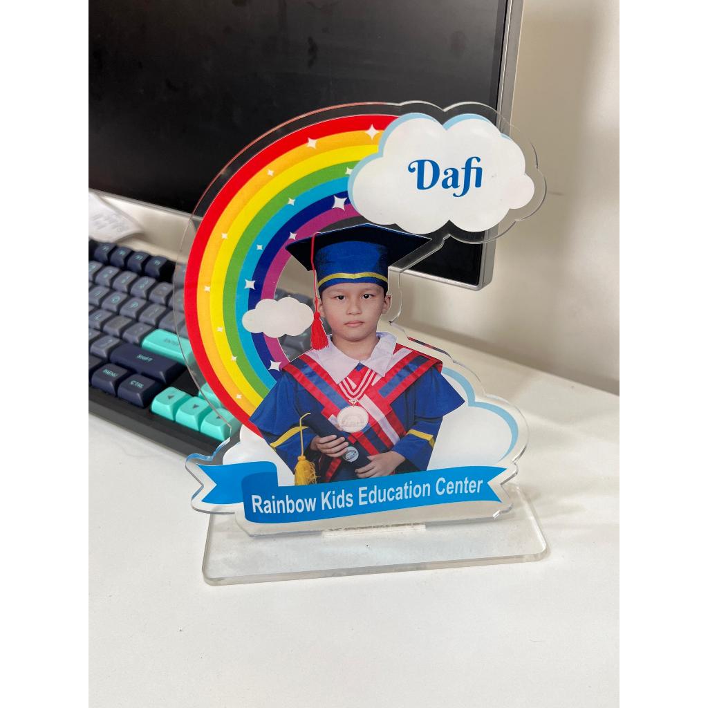 Kedai Creative Piala Akrilik Wisuda Rainbow Anak TK/Paud Free Custom Foto