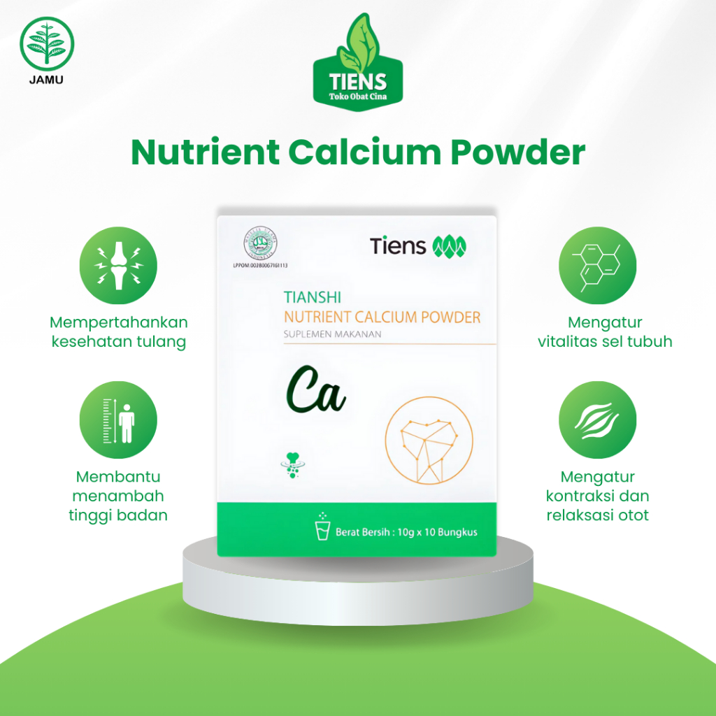 

Nutrient Calcium Powder Susu Kalsium Patah Tulang Syaraf Kejepit Obat Cina TCM Fitofarmaka Isi 10 Bungkus