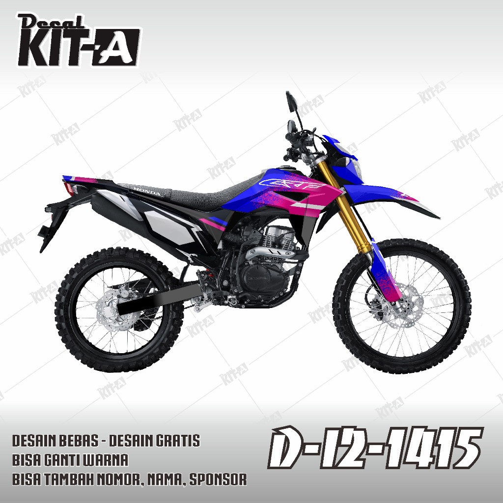Decal Stiker CRF 150L Dekal Variasi Sticker Striping Custom Full Body HITAM BIRU PINK D-I2-1415
