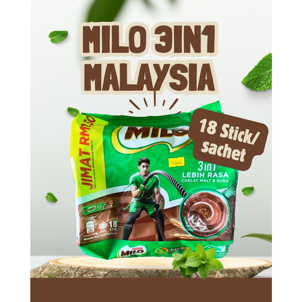 

Milo 3in1 sachet stick isi 18 sachet/stick malaysia