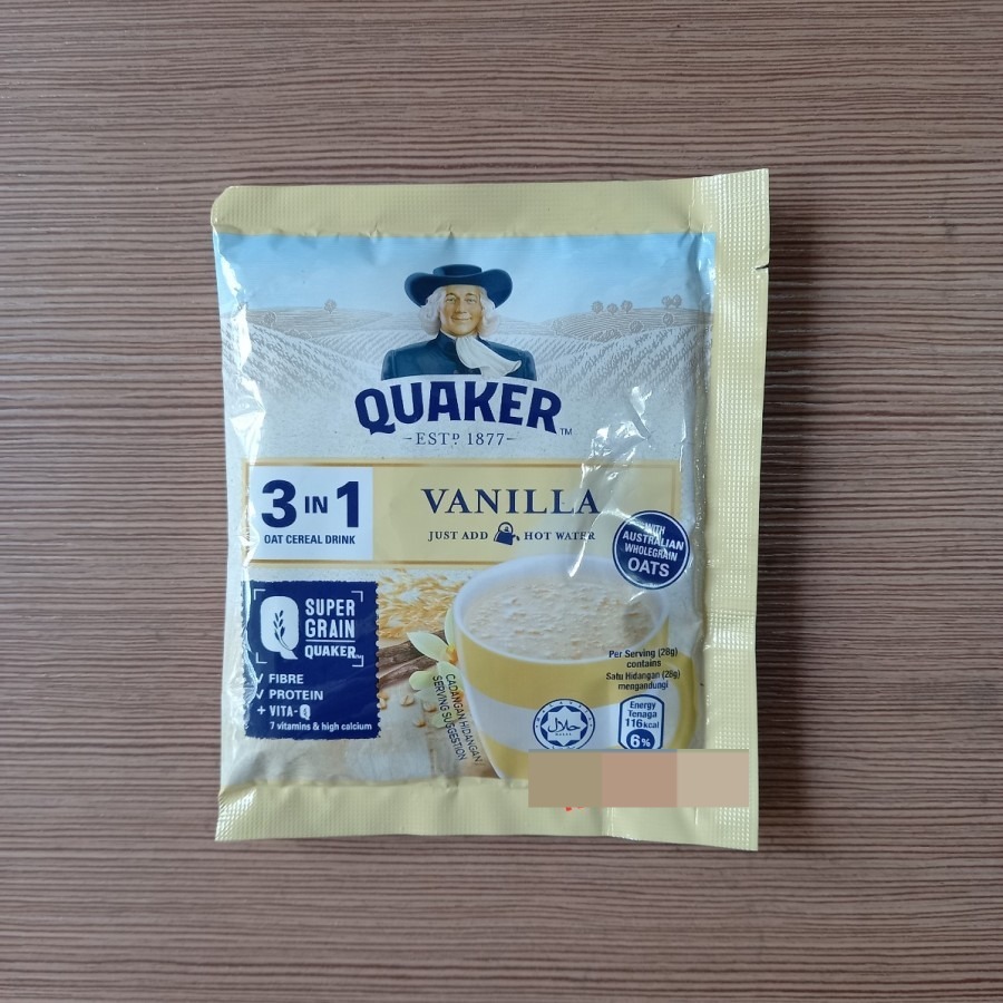 

Quaker 3in1 VANILLA Polybag 28g Minuman Sereal Oats
