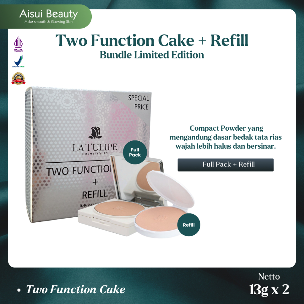 [PAKET BUNDLING] LATULIPE Bedak Padat Two Function Cake + Refill