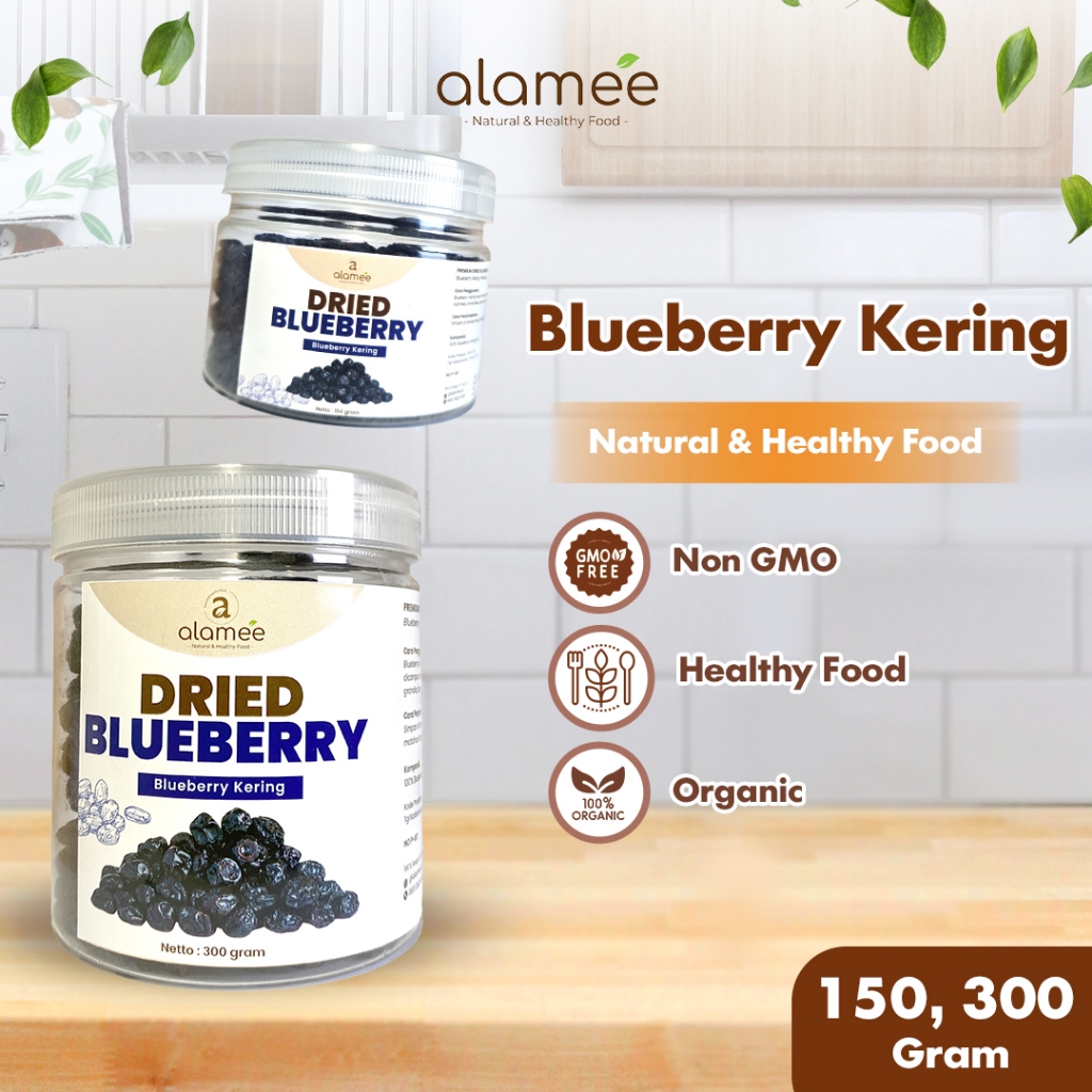 

ALAMEE Blueberry Kering Cemilan Buah Sehat Dried Fruit Blueberry Cemilan Rendah Kalori 300gr