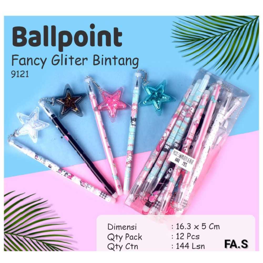 

[1 Lusin/ 12 Pcs] Pulpen Bolpen Gel Pen Gantung Sanrio Glitter Bintang 9121