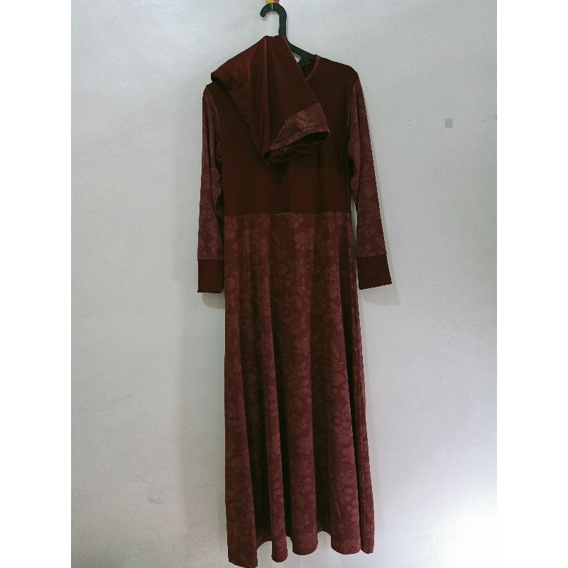 one set gamis merah maroon