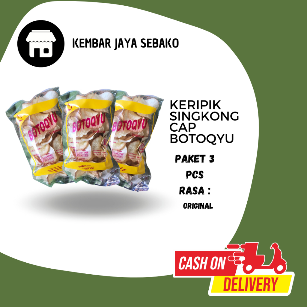 

PAKET 3 PCS KERIPIK SINGKONG CAP BOTOQYU