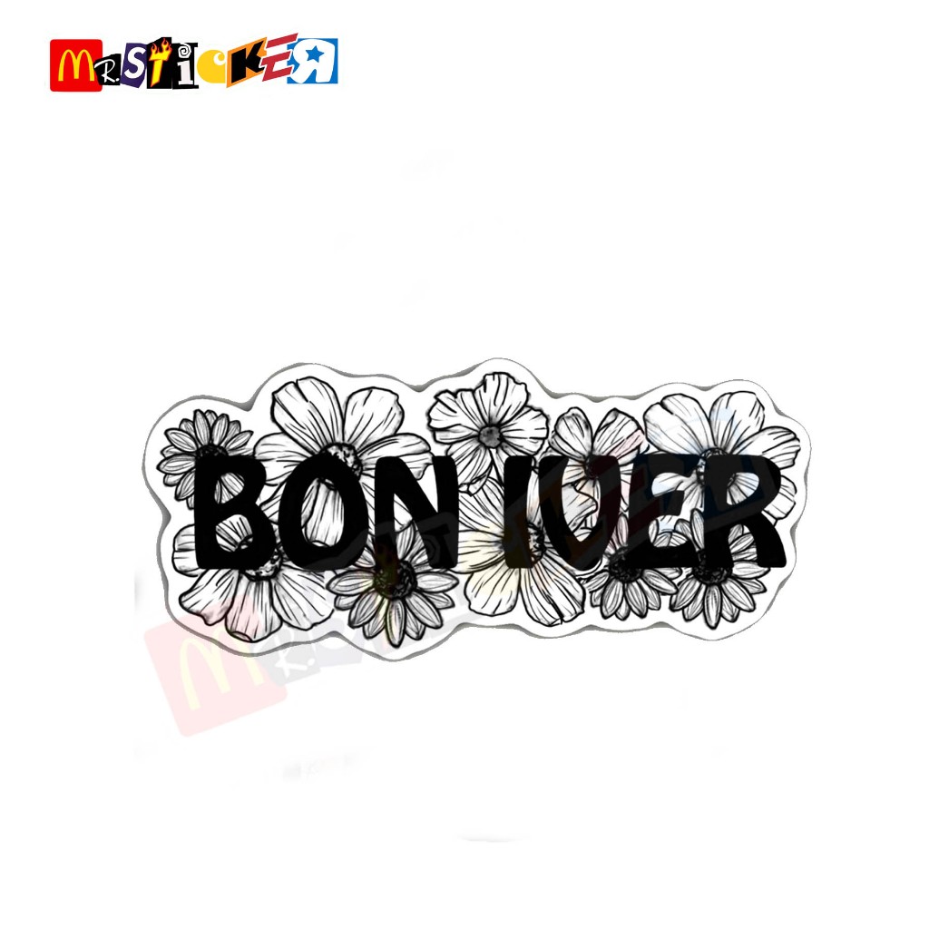 

sticker band BON IVER logo diecut stiker