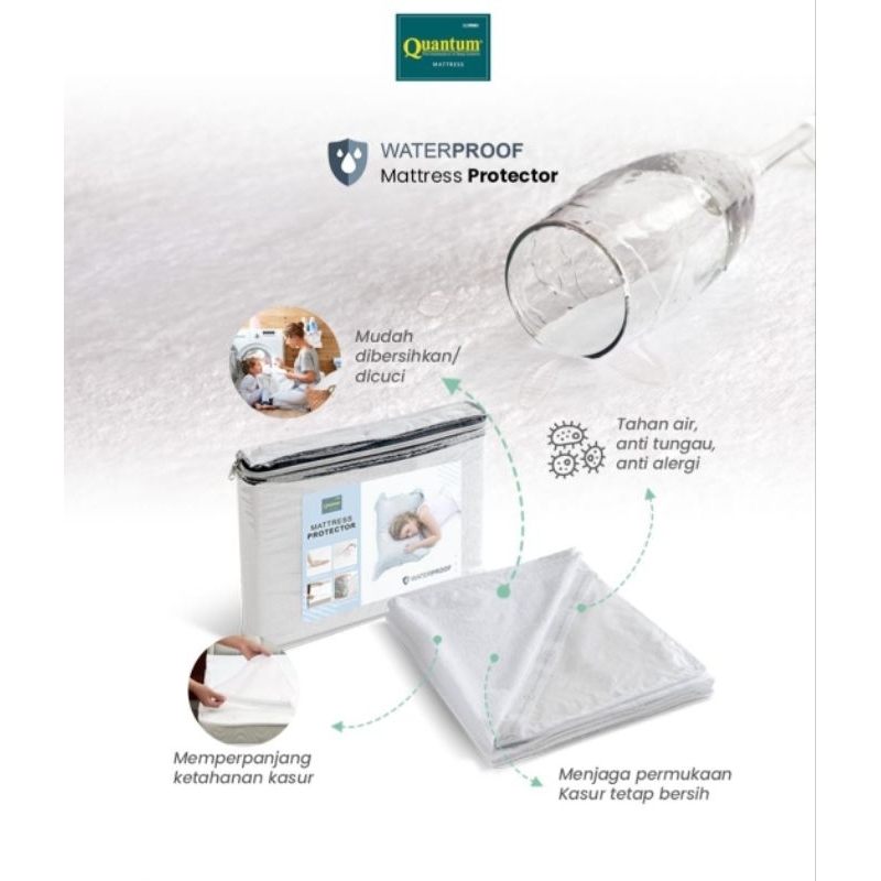 QUANTUM MATTRASS PROTECTOR WATERPROOF / PELINDUNG KASUR ANTI AIR / ALAS KASUR ANTI AIR