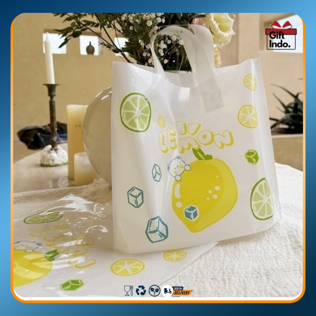

10 Pcs Kantong Plastik Gambar Wadah Bungkus Makanan Jajan Kresek Kantong Tas Plastik Tebal