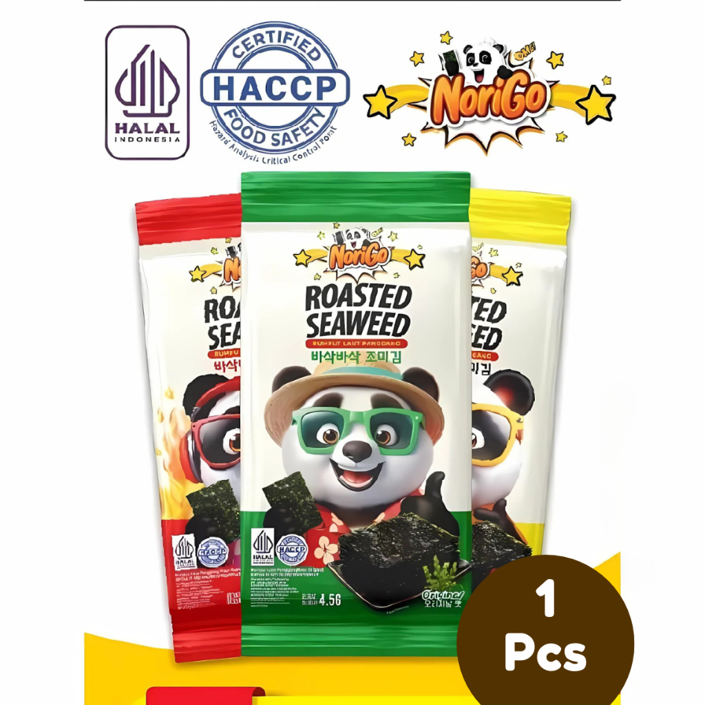 

NoriGo Dosirak Roasted Seaweed 4.5gr 1 Pcs/Camilan Rumput Laut/Snack Rumput Laut Panggang/Snack Nori Halal