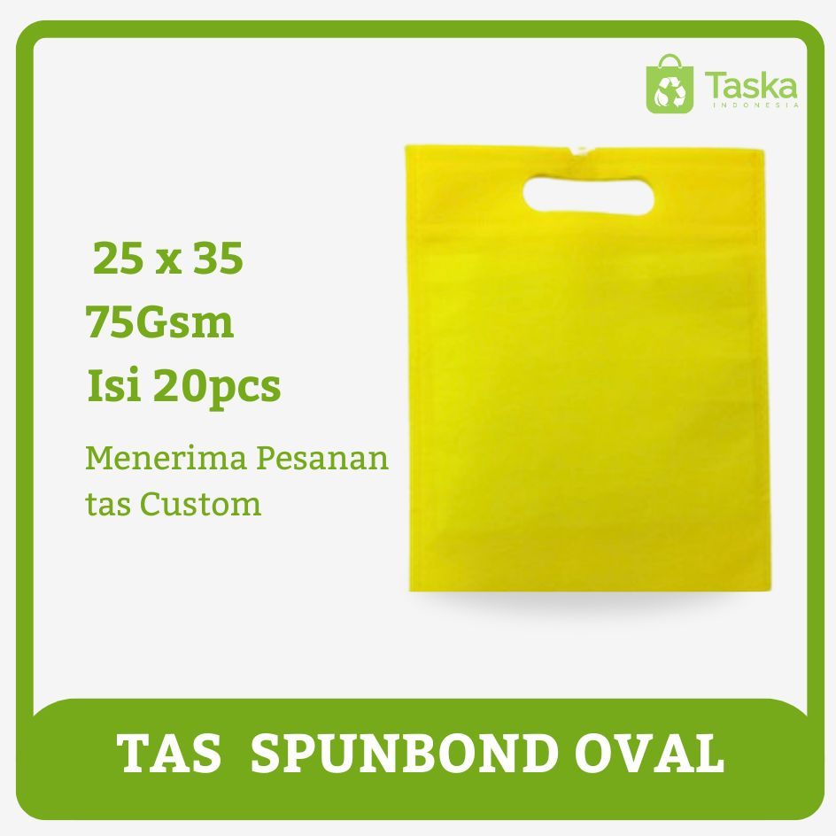 

Taska - Goodie bag Spunbond 25x35 Oval Warna Kuning Tebal Tas Press Spunbond