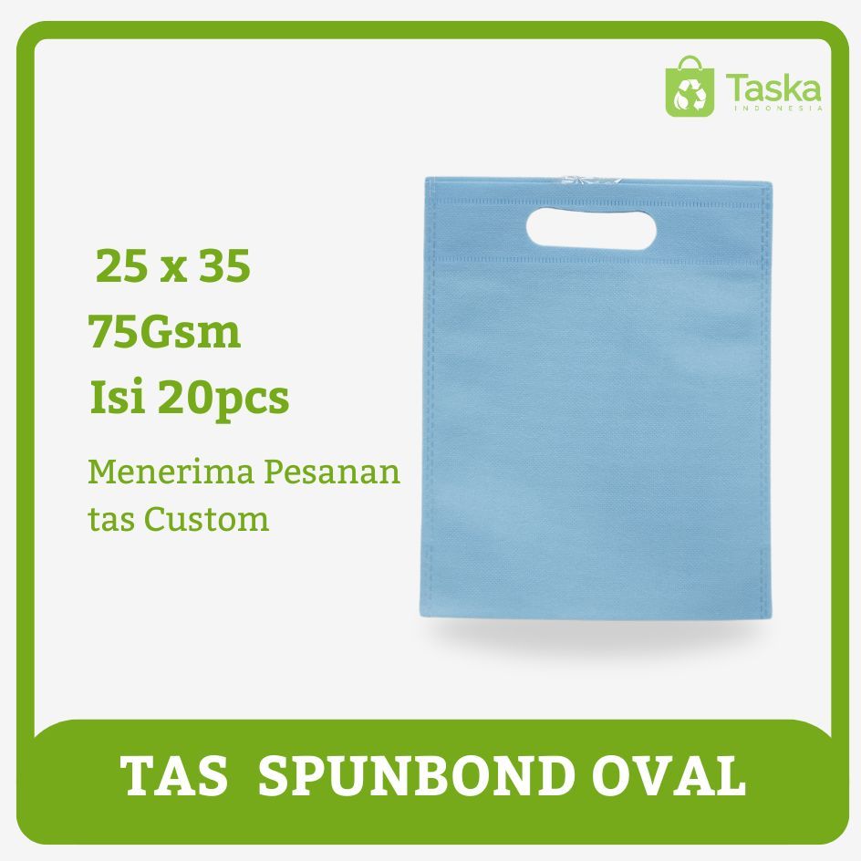 

Tas press spunbond oval 25 x 35 ( warna biru muda )