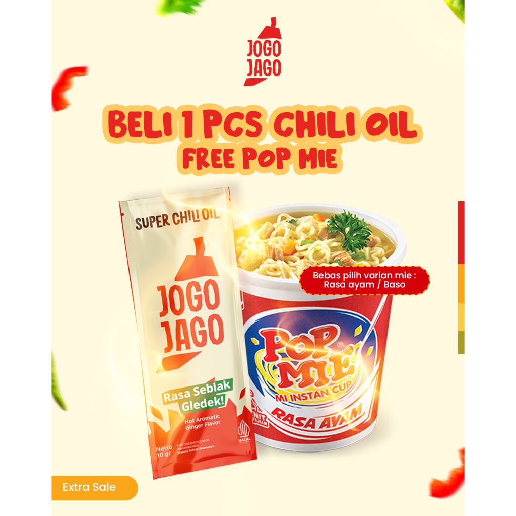 

Extra Sale - Beli 1 Pcs Super Chili Oil Jogojago Seblak Gledeek (Free) 1 Pcs Pop Mie Rasa Ayam Baso