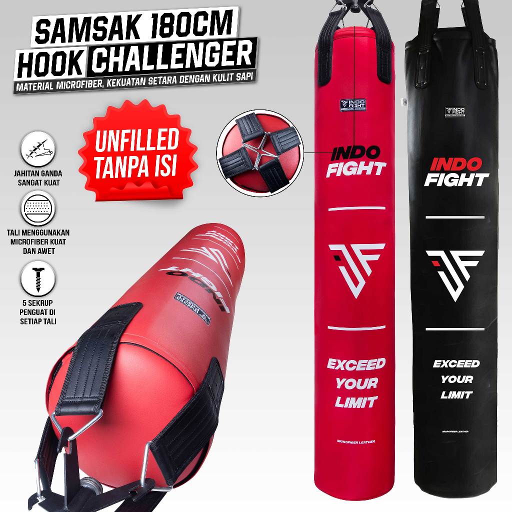 Samsak Tinju Gantung 180cm Indofight Sansak Muay Thai Punching Bag Taekwondo Sandsack Silat Sarung S