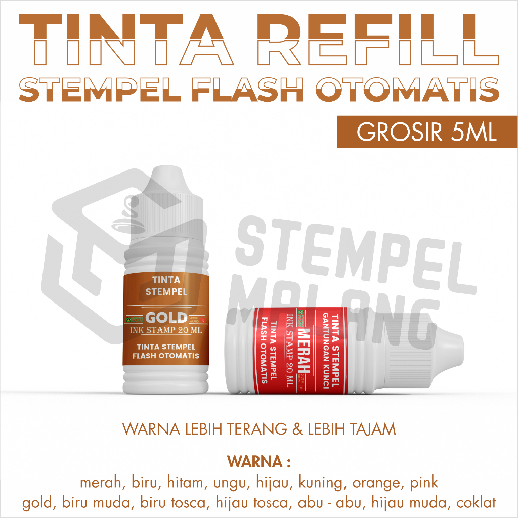 

[GROSIR 5ML] TINTA STEMPEL FLASH | OTOMATIS | STEMPEL KILAT | 15 WARNA