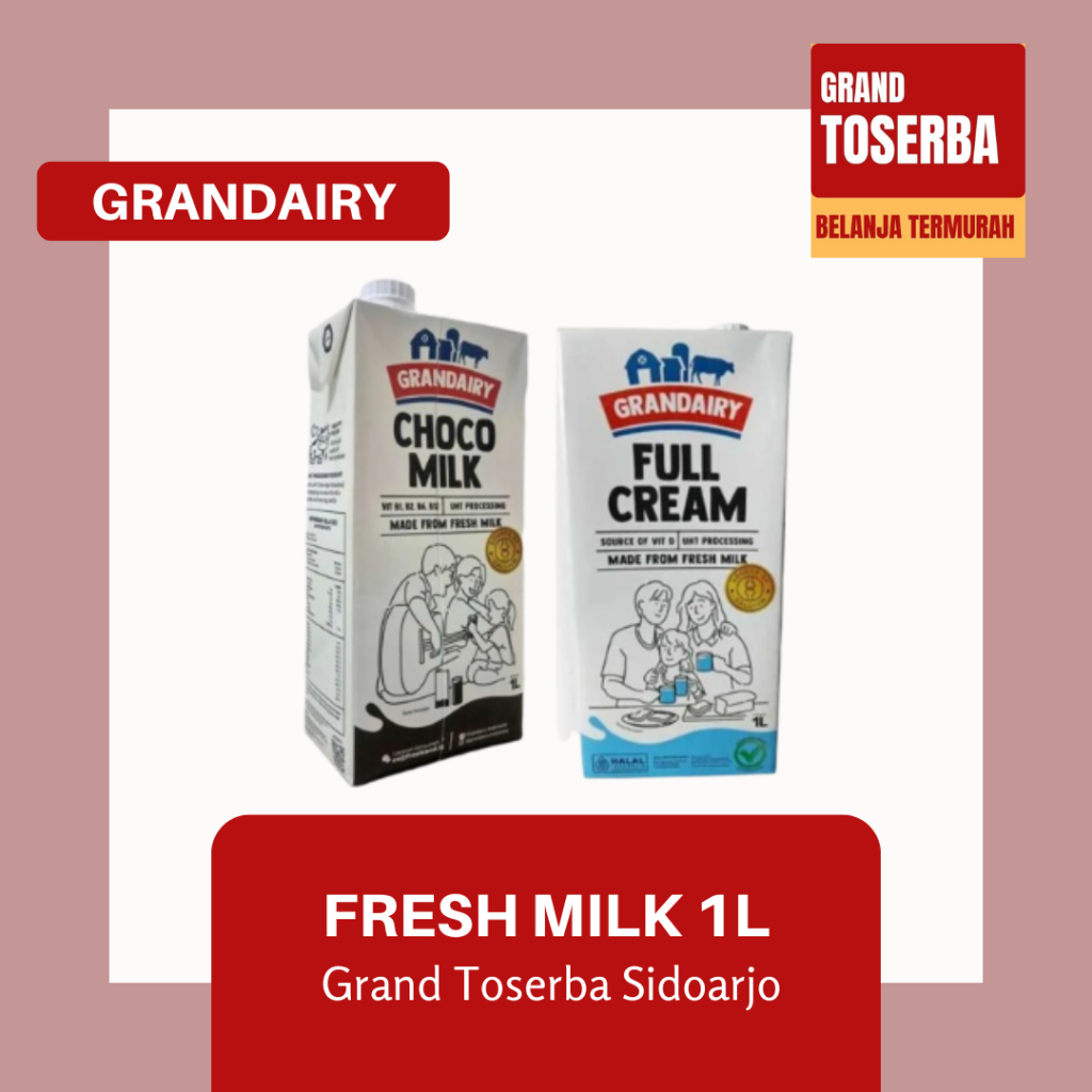 

GRAINDAIRY FRESH MILK 1L / SUSU SAPI SEGAR VARIAN FULL CREAM, FOAMING MILK, DAN CHOCO MILK