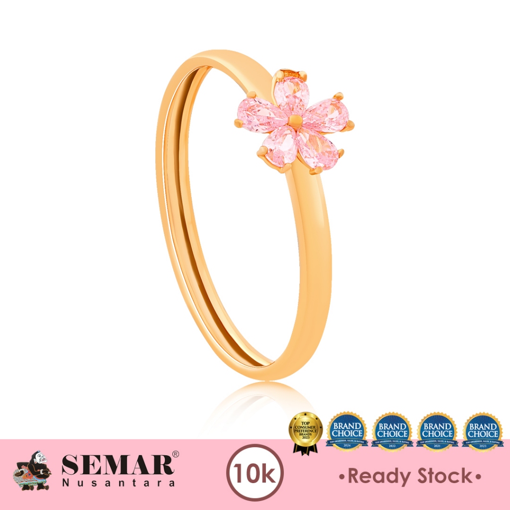 Cincin Emas Rose Floral Gold 10K Semar Nusantara