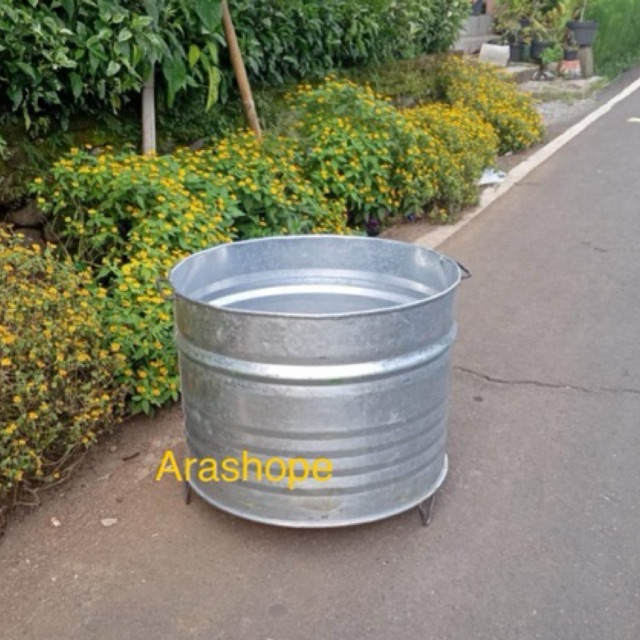 Drum galvanis 100 liter +kaki+pegangan las/tong sampah/tempat bakar sampah